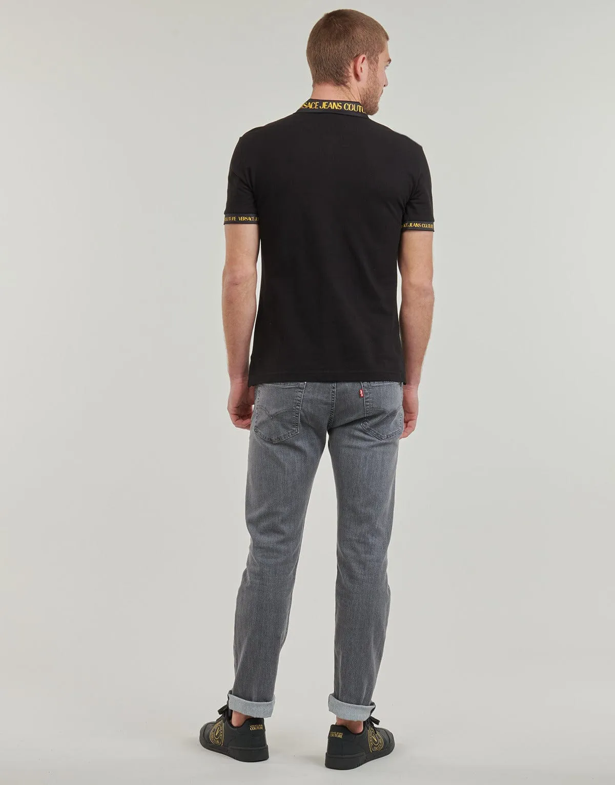 Versace Jeans Couture Black Polo with Baroque Collar – Luxe Details-