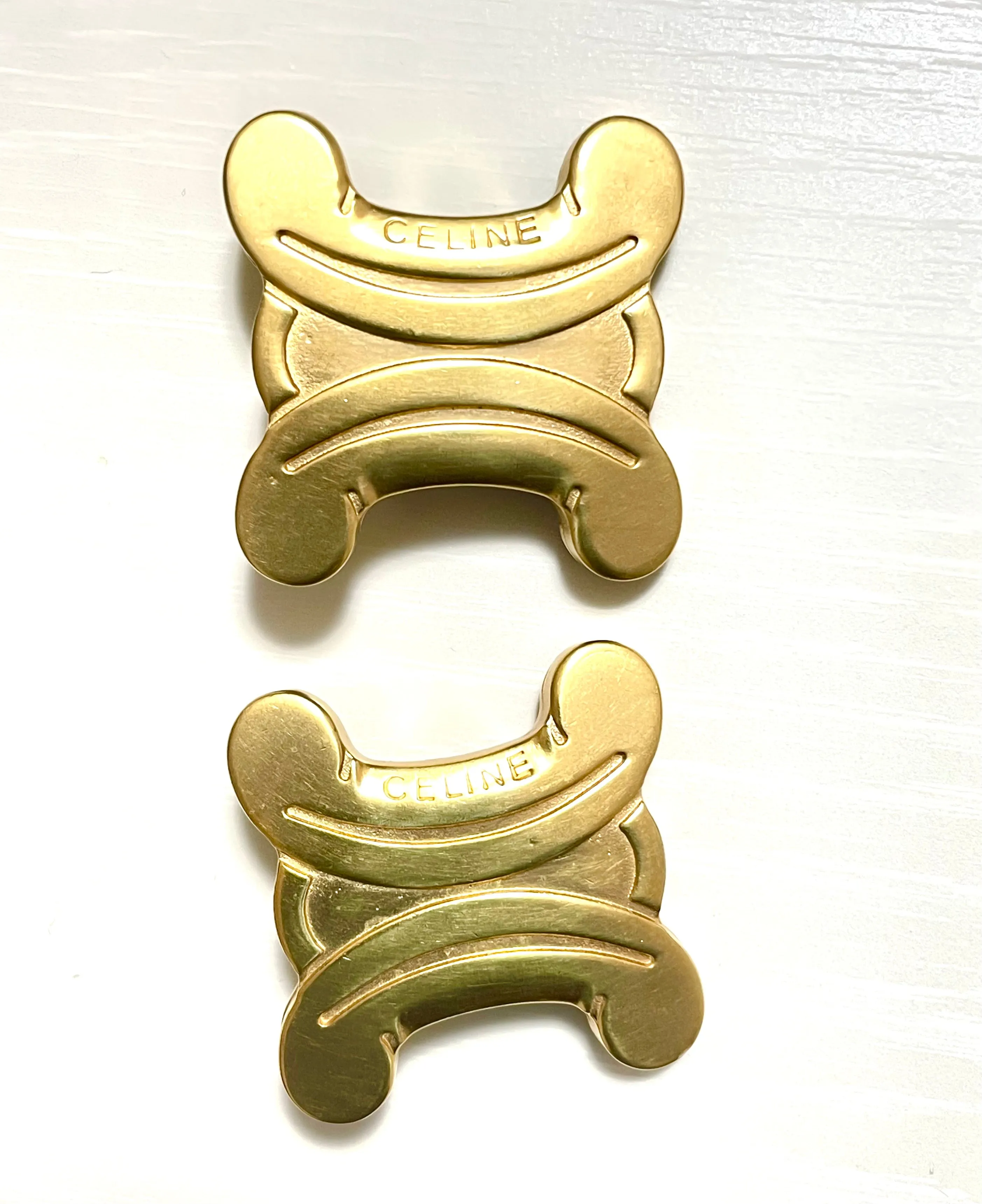 Vintage Celine golden earrings with extra large maillon triomphe logo. Gorgeous Celine jewelry. 070327y1