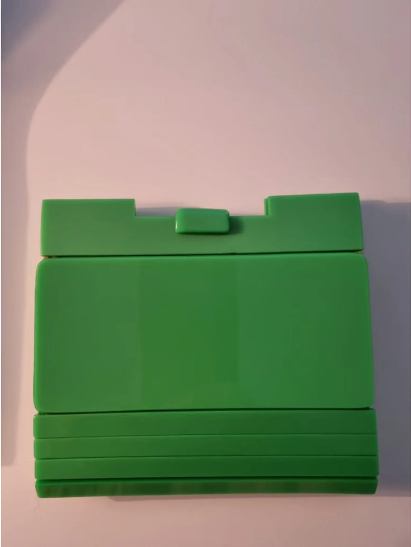 Vintage, Fendi green clutch style purse made of Lucite tiles and green leather with a latch top closure